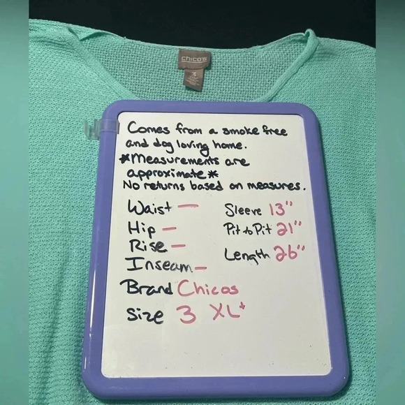 Chico’s size 3 (16) linen blend half-sleeve v-neck sweater - Picture 5 of 10